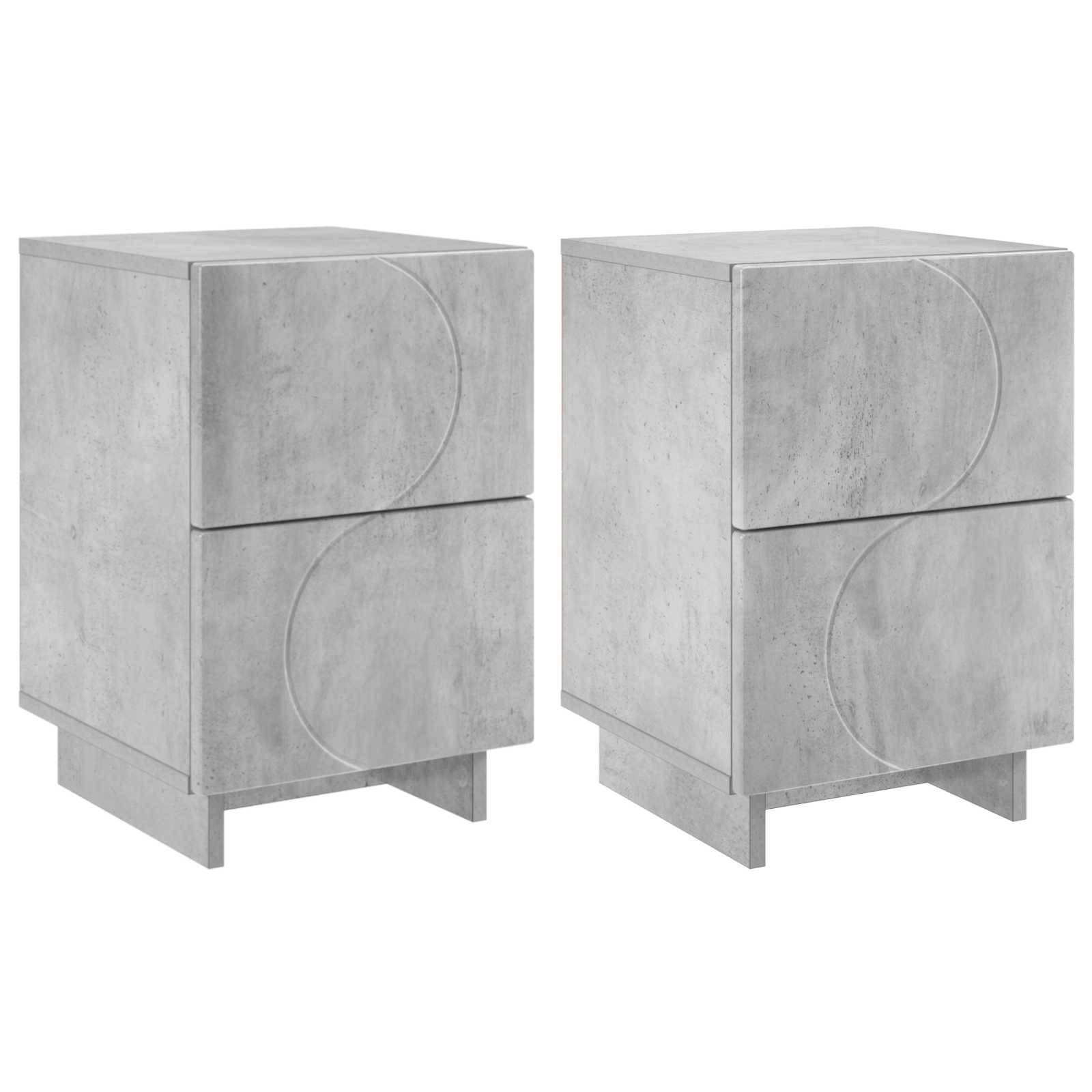 vidaXL Nachttisch 2 Stk. Betongrau 33,5 x 34,5 x 50 cm Holzwerkstoff