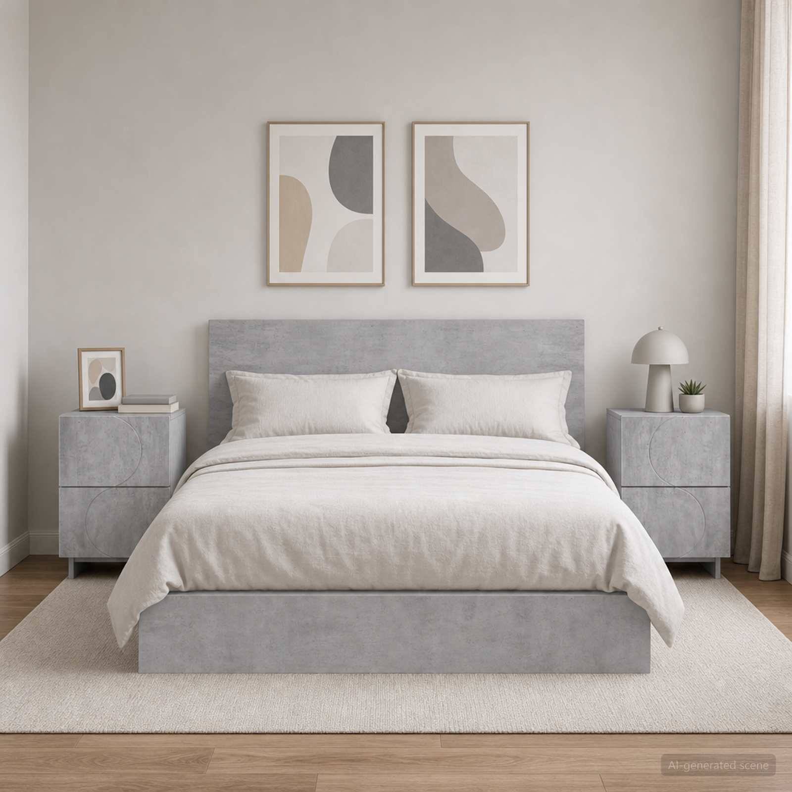 vidaXL Nachttisch 2 Stk. Betongrau 33,5 x 34,5 x 50 cm Holzwerkstoff