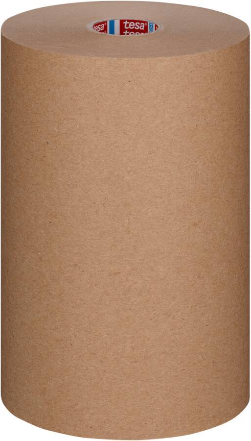 Große Rolle braunem Kraftpapierklebeband, aufrecht stehend mit sichtbarem 