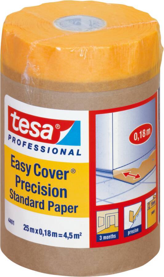 Rolle tesa Professional Easy Cover Precision Standard Paper, 25 m x 0,18 m Abdeckerpapier zum Schutz von Oberflächen beim Streichen.