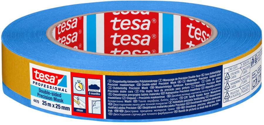 Doppelseitiges Präzisionskrepp tesa® Professional 4470 Außen UV PLUS 04470-00001-00 Farbe blau Rollenbreite 25 mm Roll