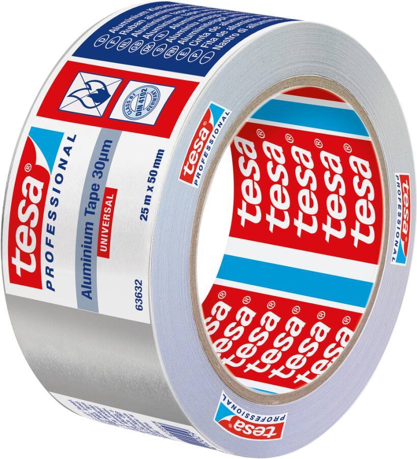 Rolle tesa Professional Aluminiumband, beschriftet mit „Aluminium Tape 30um