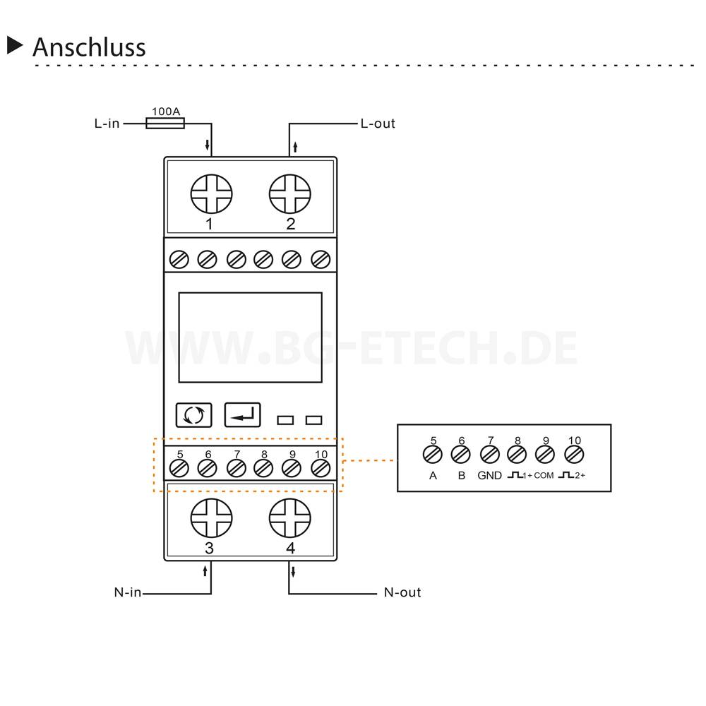 EASTRON SDM230-Modbus - Wechselstromzähler Import/Export 2TE 100A S0 RS485 M25
