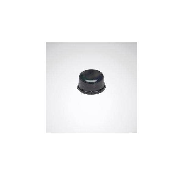 Schwarze kuppelförmige Taste oder Sensor, zentriert auf weißem Hintergrund.