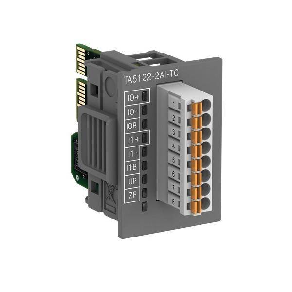 Graues Industrie-Elektronikmodul mit der Bezeichnung TA5122-2AI-TC mit 8 nummerierten Anschlüssen und seitlichen Verdrahtungskontakten.