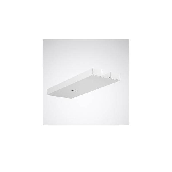 Weiße rechteckige, an der Decke montierte Leuchte mit schlankem, minimalistische Design vor neutralem Hintergrund.