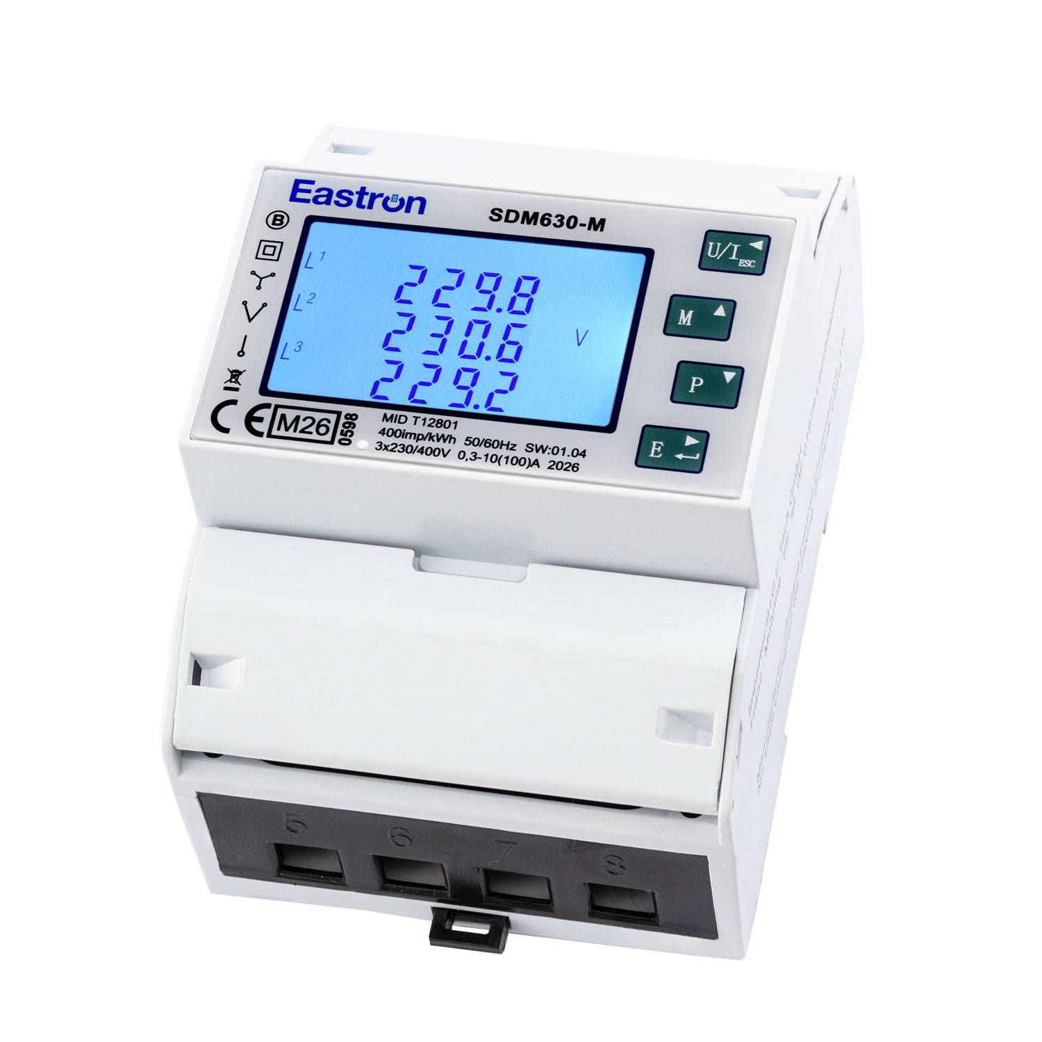 EASTRON SDM630-M M26 - Drehstromzähler Import/Export 4TE 100A S0 RS485