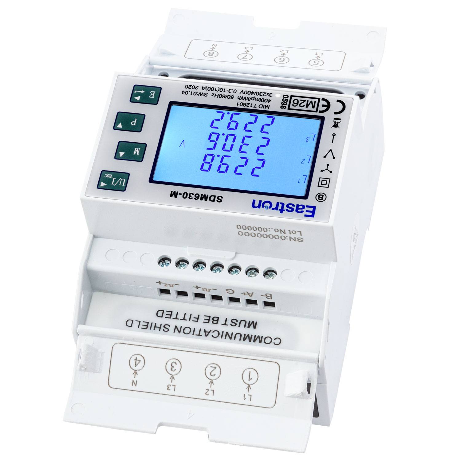 EASTRON SDM630-M M26 - Drehstromzähler Import/Export 4TE 100A S0 RS485