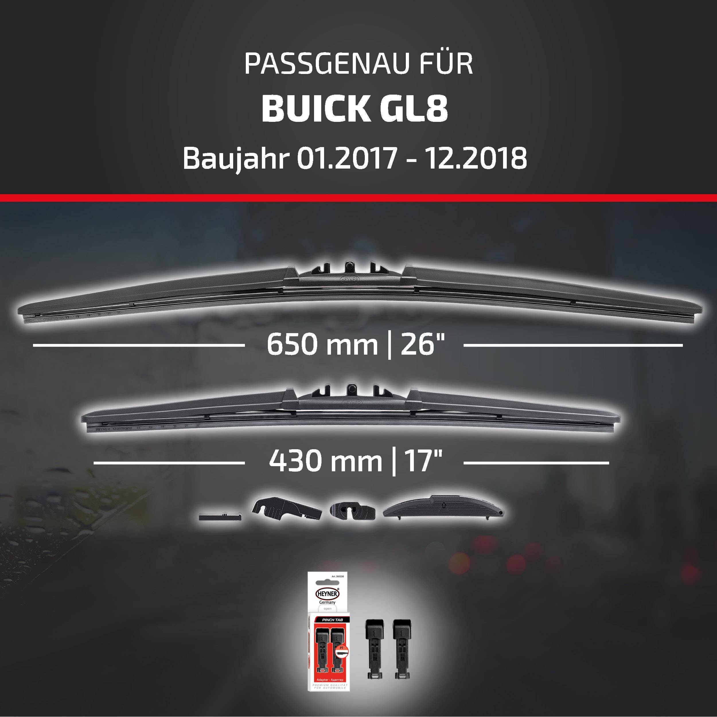 HEYNER® Scheibenwischer für BUICK GL8 (01.2017 - 12.2018) HYBRID Flachbalkenwischer