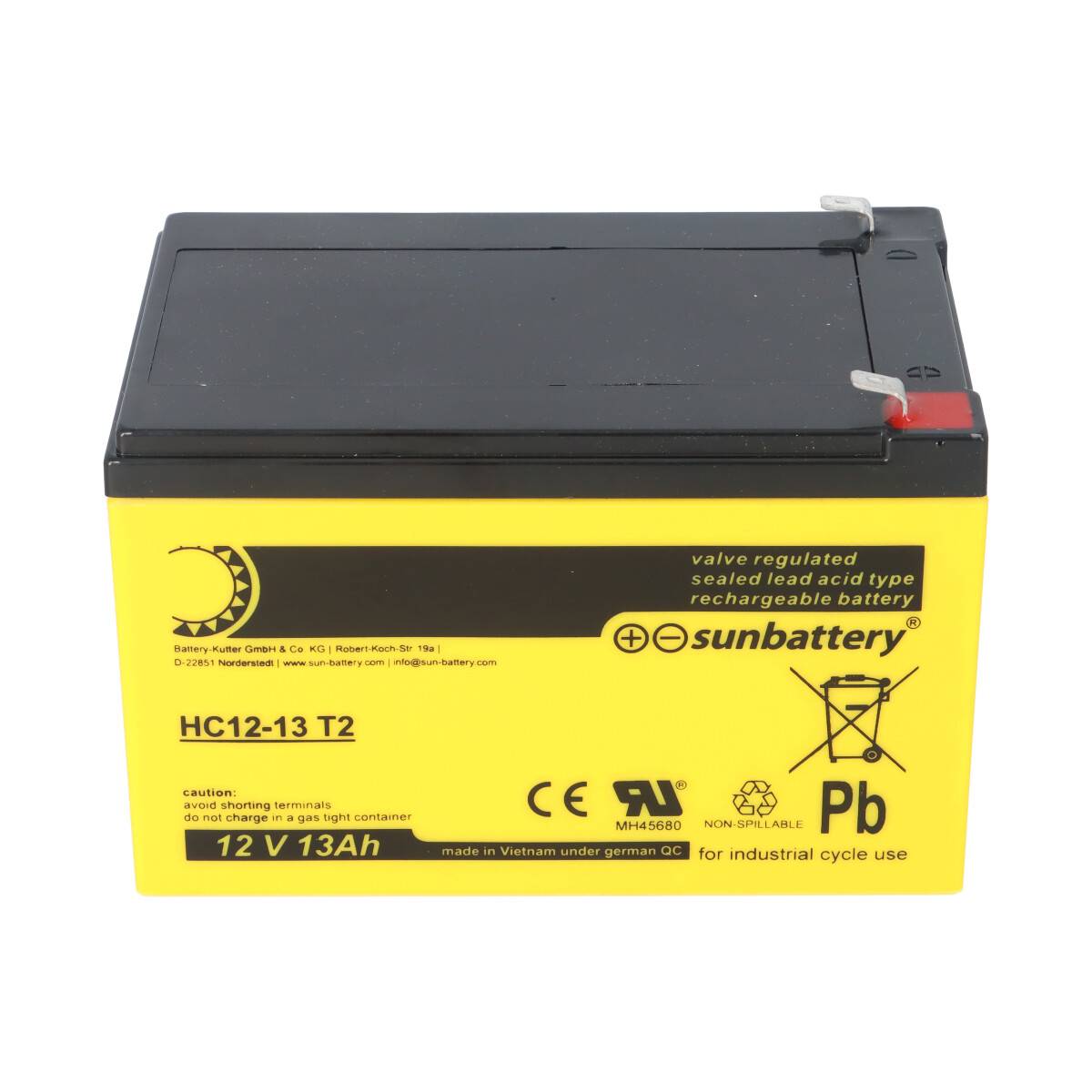 SUN Battery High Cycle AGM Bleiakku zyklenfest 12V 13Ah