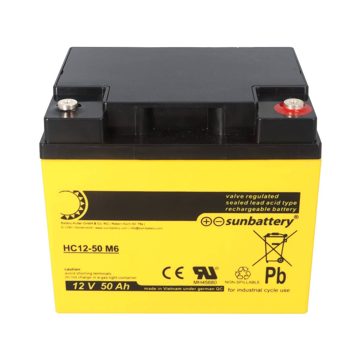 SUN Battery High Cycle AGM Bleiakku zyklenfest 12V 50,2Ah M6-Schraubanschluss