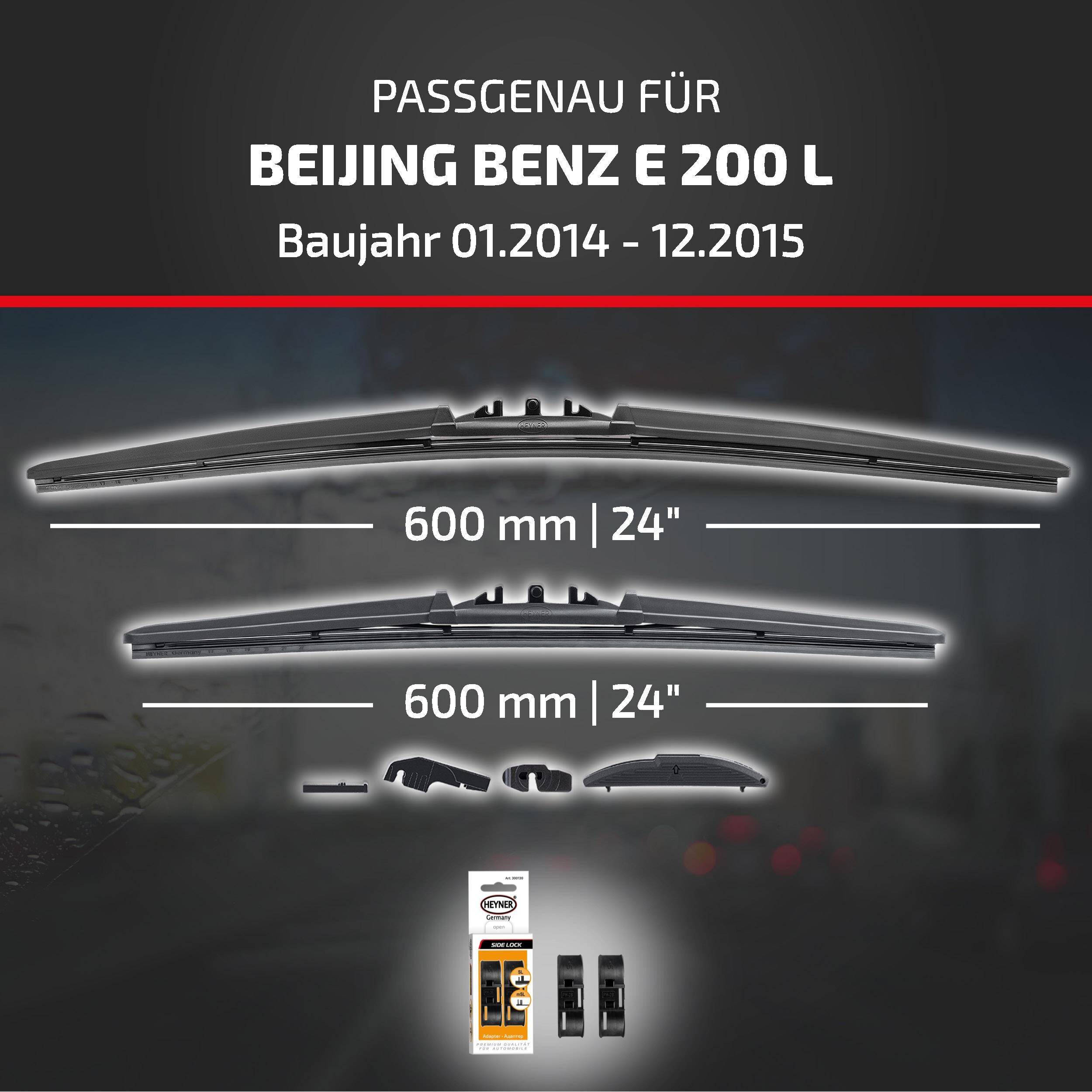Grafik zeigt kompatible Scheibenwischer für das Modell „Beijing Benz E 200 L