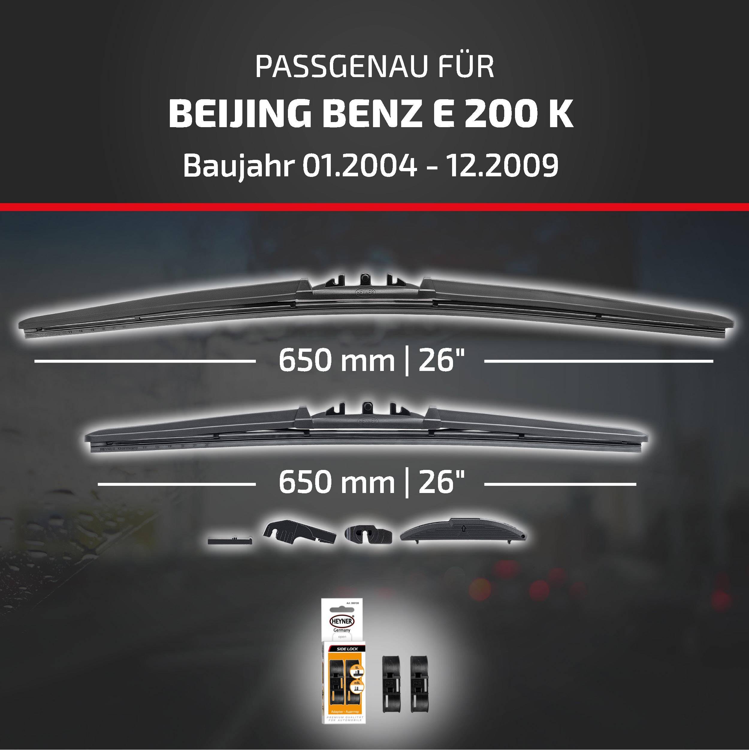 Angebot für Scheibenwischer kompatibel mit Beijing Benz E 200 K, Modelljahre 01.2004-12.2009, mit zwei 650 mm (26