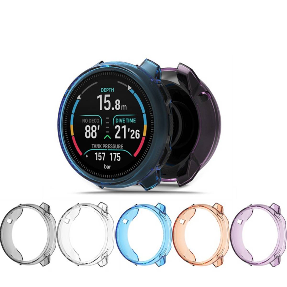Halbummanteltes TPU-Schutzgehäuse kompatibel mit SUUNTO Nautic – Halb-Deckel-Design, Kratz- und Stoßschutz, klare Anzeige Black