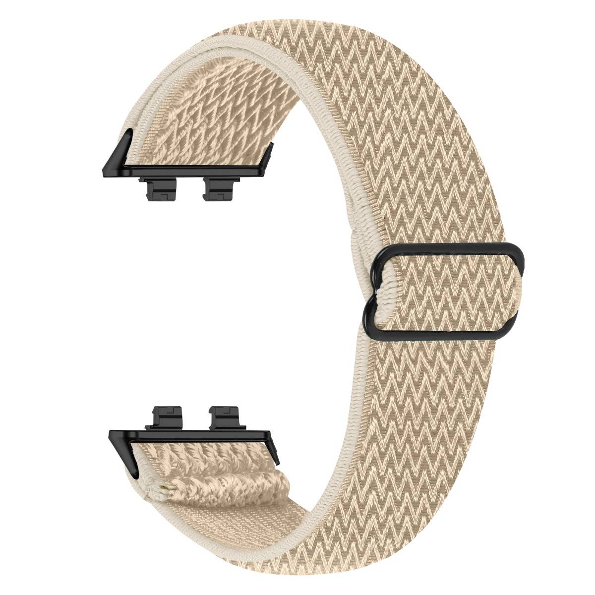 Elastisches gewebtes Armband kompatibel mit Huawei Band 11/11Pro — Atmungsaktives Nylon-Elastikband für Sport und Alltag Beige