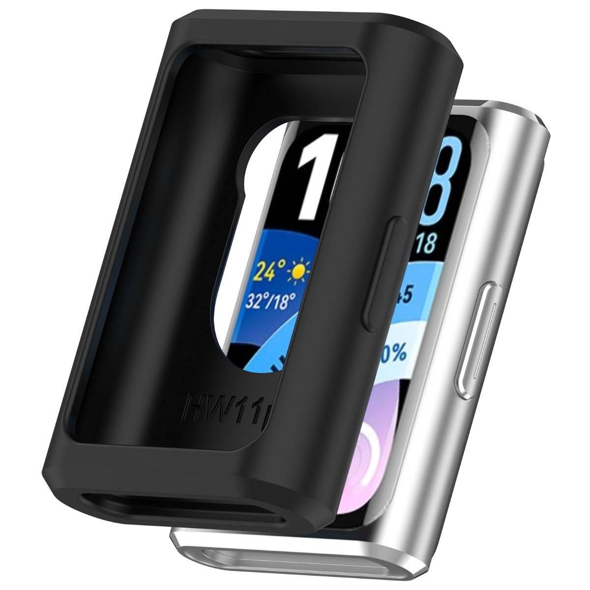 Silikon-Schutzhülle kompatibel mit Huawei Band 11 Pro - Weich Hautfreundlich Stoßfest Kratzschutz Black
