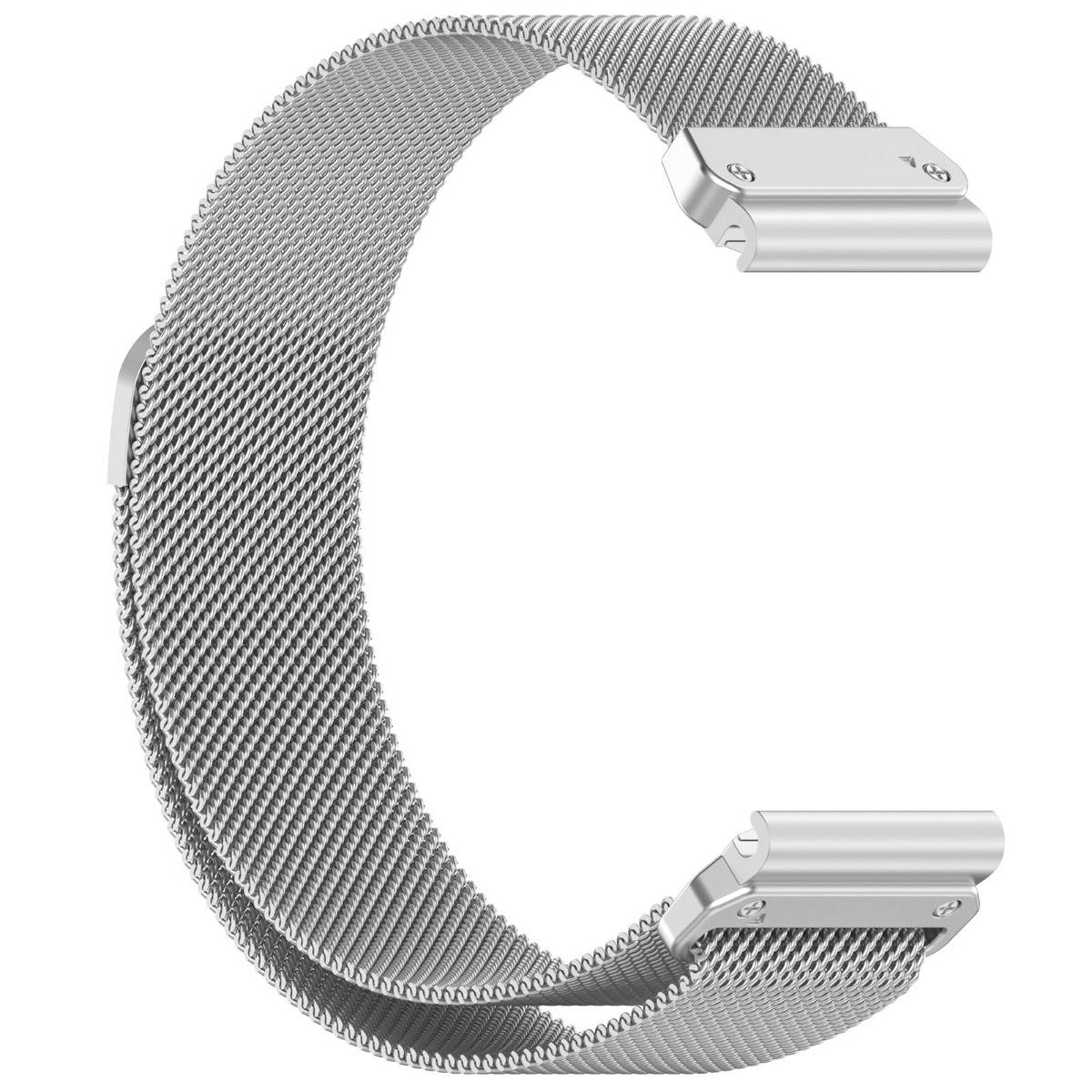 20mm Milanese Schnellverschluss Edelstahl-Uhrenarmband, kompatibel mit Garmin Fenix 7S und mehreren Modellen Silver