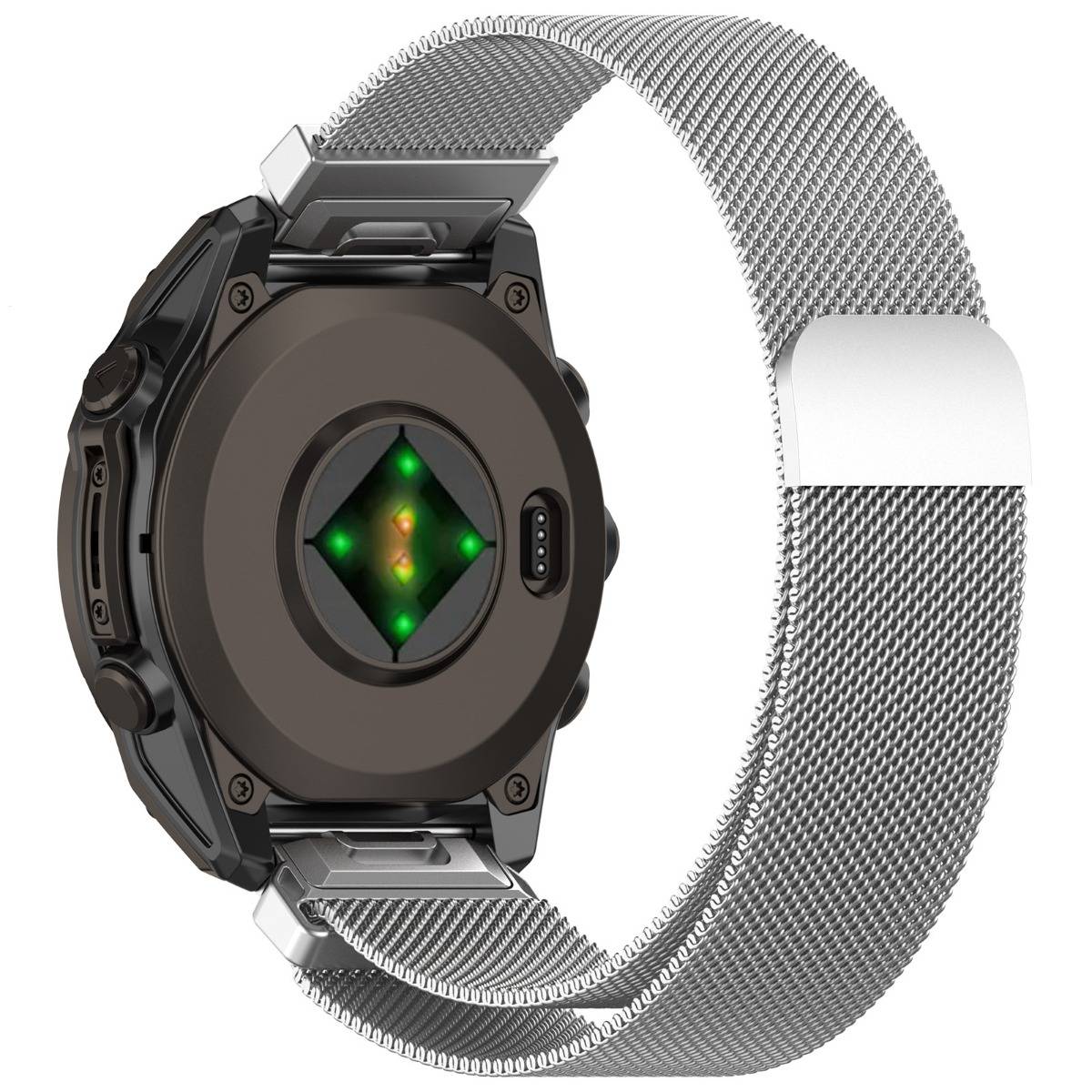 20mm Milanese Schnellverschluss Edelstahl-Uhrenarmband, kompatibel mit Garmin Fenix 7S und mehreren Modellen Silver