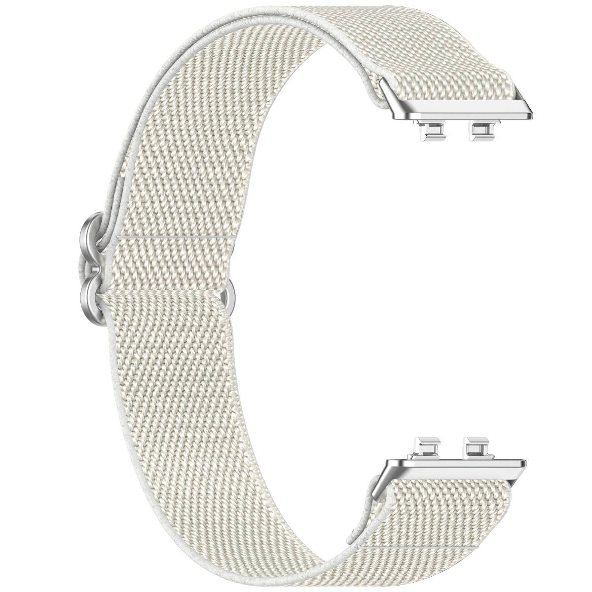 Elastisches Nylon-Gewebeband mit Stahlperle, kompatibel mit Huawei Band 11/11 NFC/11 Pro/11 Pro NFC Beige