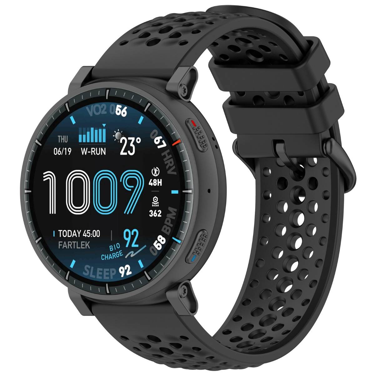 22mm Silikon-Uhrenarmband kompatibel mit Amazfit Active Max, Oppo Watch X3, OnePlus Watch4, Huawei Watch GT Runner2 Black