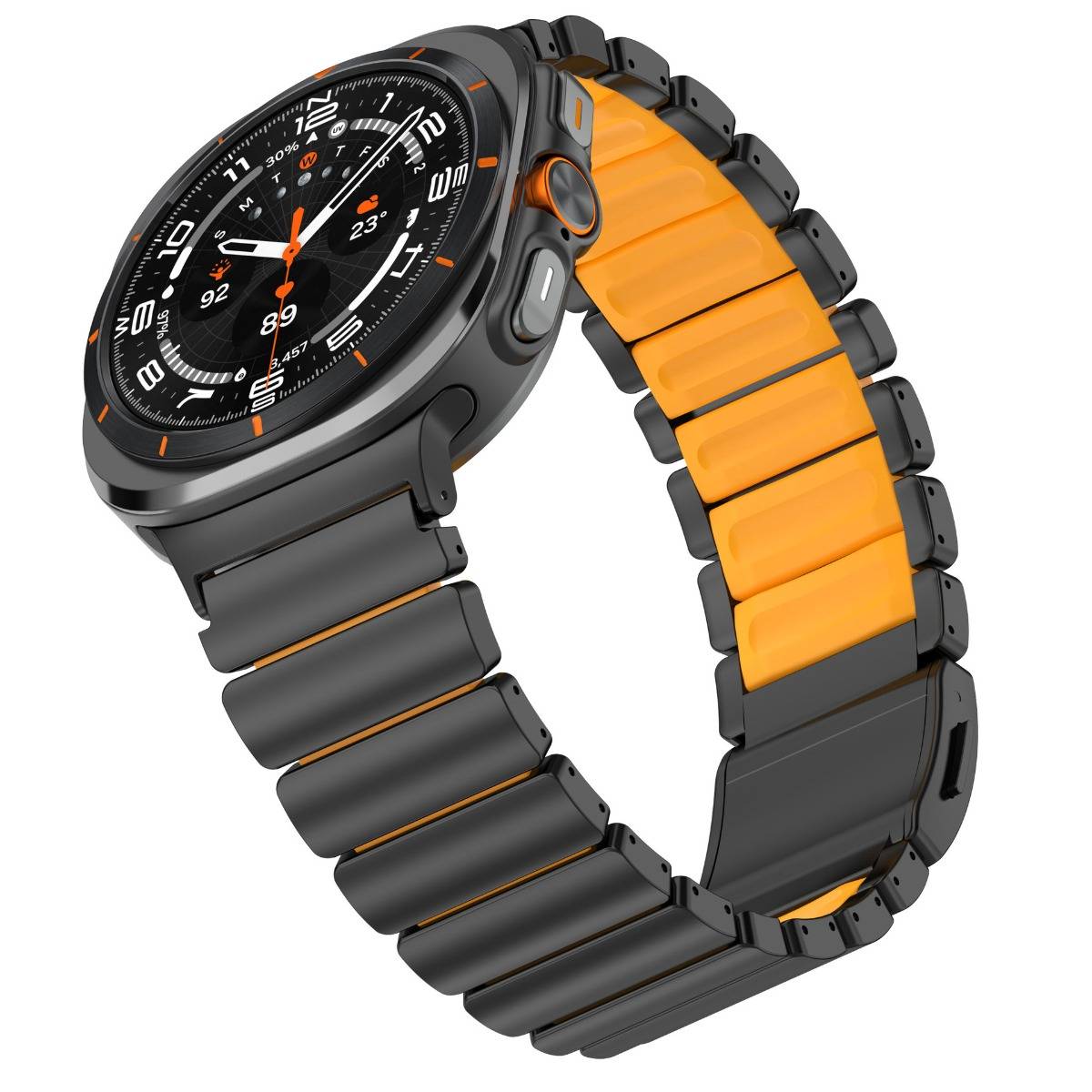 Magnetisches Armband aus Titanlegierung kompatibel mit Samsung Ultra — Titanstahl + Gummi, Mehrere Farben, 18cm x 2.2cm Orange