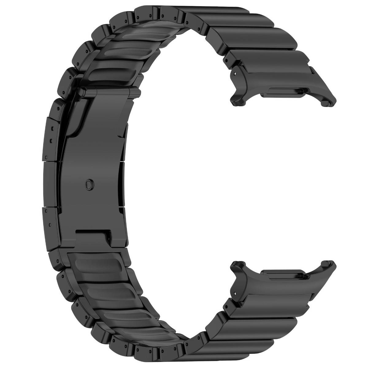 DLC-verstärktes Titanstahl-Gummi Uhrenarmband, kompatibel mit Samsung Galaxy Ultra 1/2, Faltschließe, mehrere Farben Black