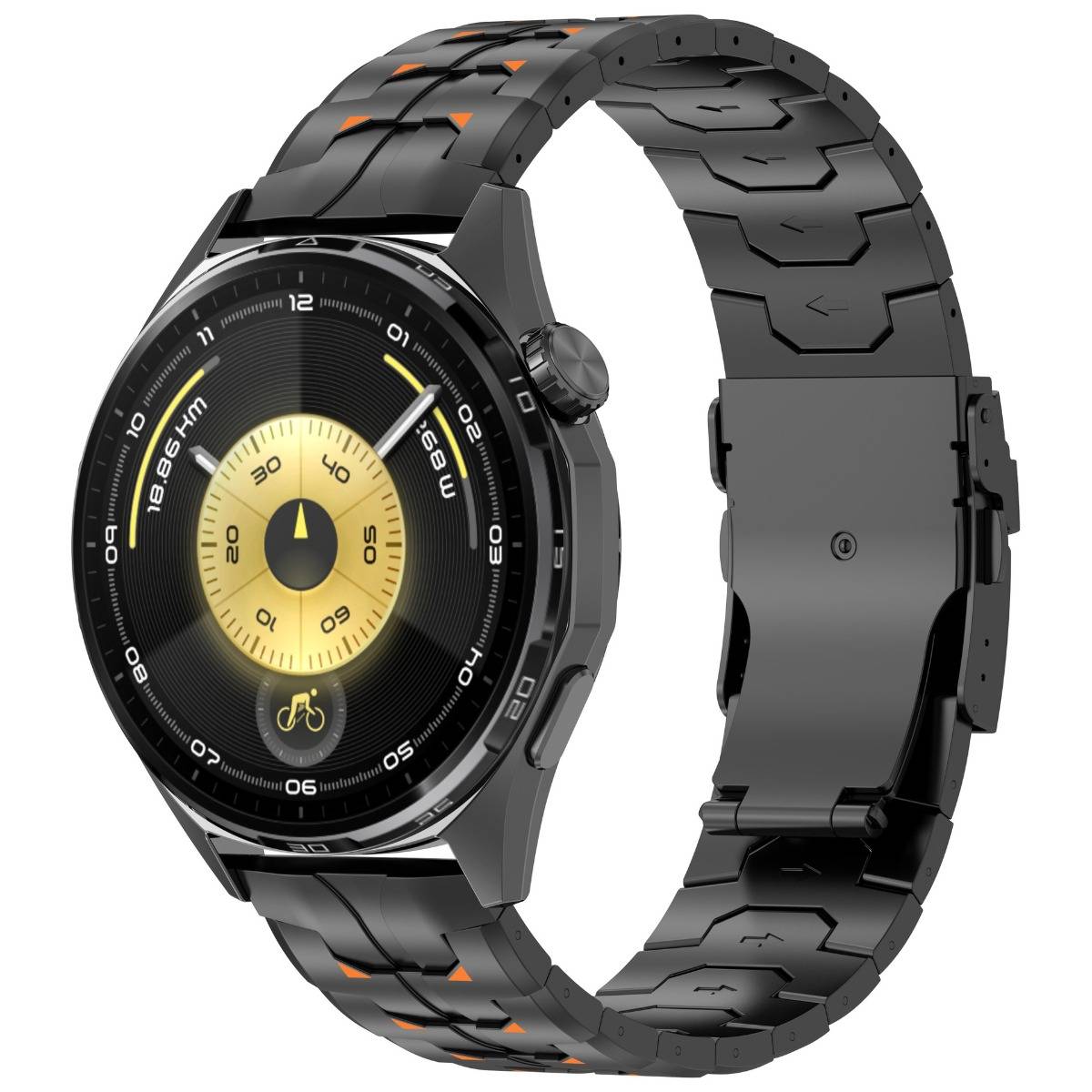 Titan Metall Uhrenarmband kompatibel mit Huawei GT6 Pro und Huawei Watch 4Pro - 22mm Faltschließe Black