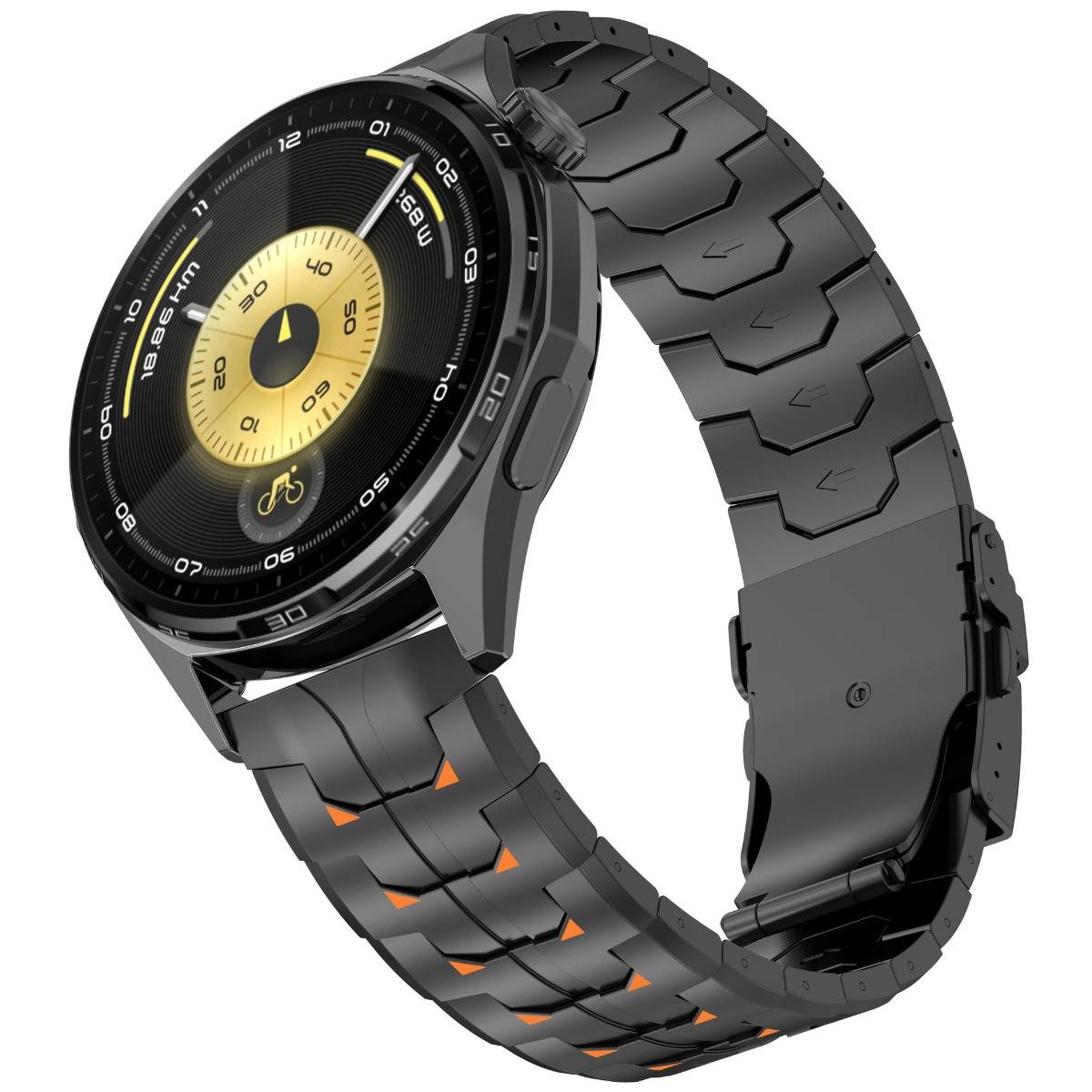 Titan Metall Uhrenarmband kompatibel mit Huawei GT6 Pro und Huawei Watch 4Pro - 22mm Faltschließe Black