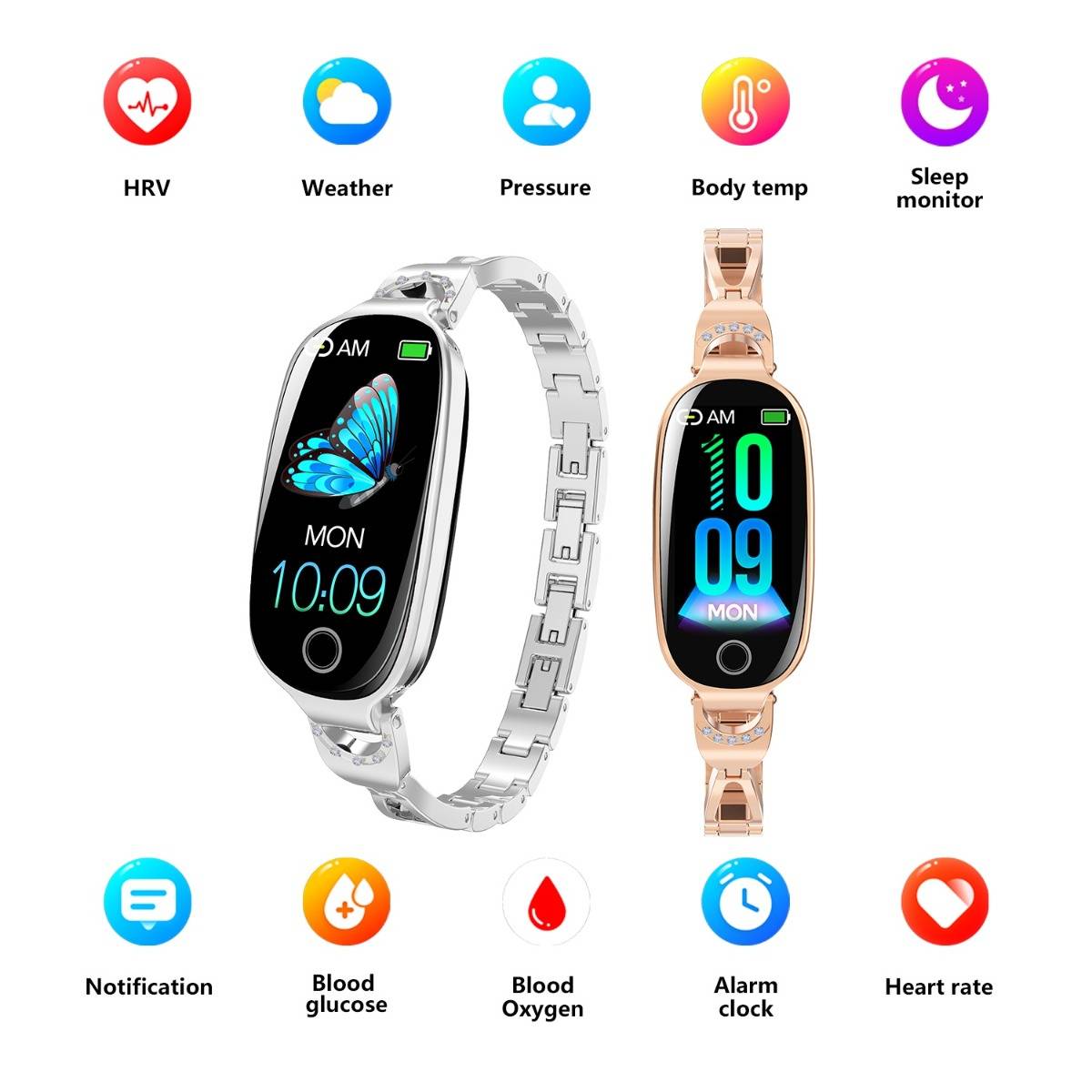 Smartwatch kompatibel mit Joeme Fit — Damen Fitnessuhr mit SpO2, Herzfrequenz, Blutdruck, Schlaf & 50+ Sportmodi Silver