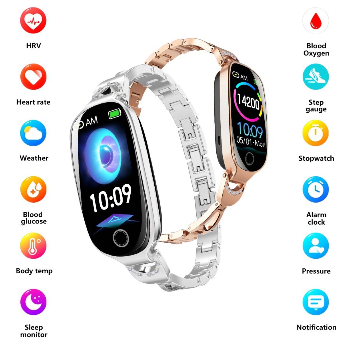 Smartwatch kompatibel mit Joeme Fit — Damen Fitnessuhr mit SpO2, Herzfrequenz, Blutdruck, Schlaf & 50+ Sportmodi Silver