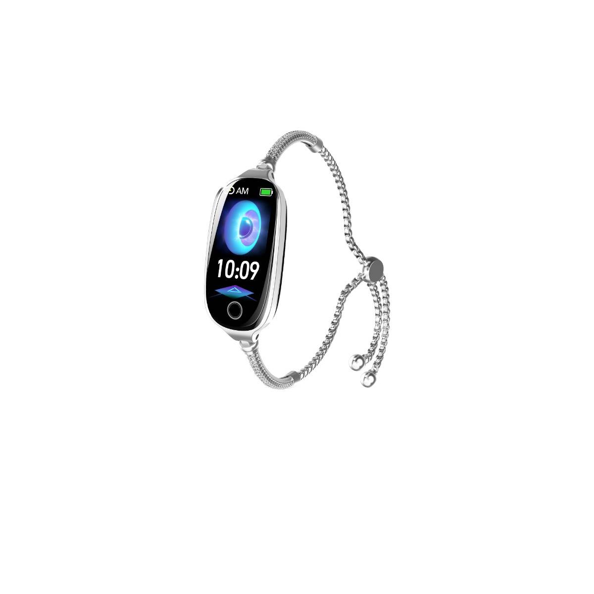 Smartwatch-Armband mit Blutdruck-, SpO2- und Herzfrequenzmessung — IP67, Bluetooth 5.3, 50+ Sportmodi, kompatibel mit iOS und Android Silver