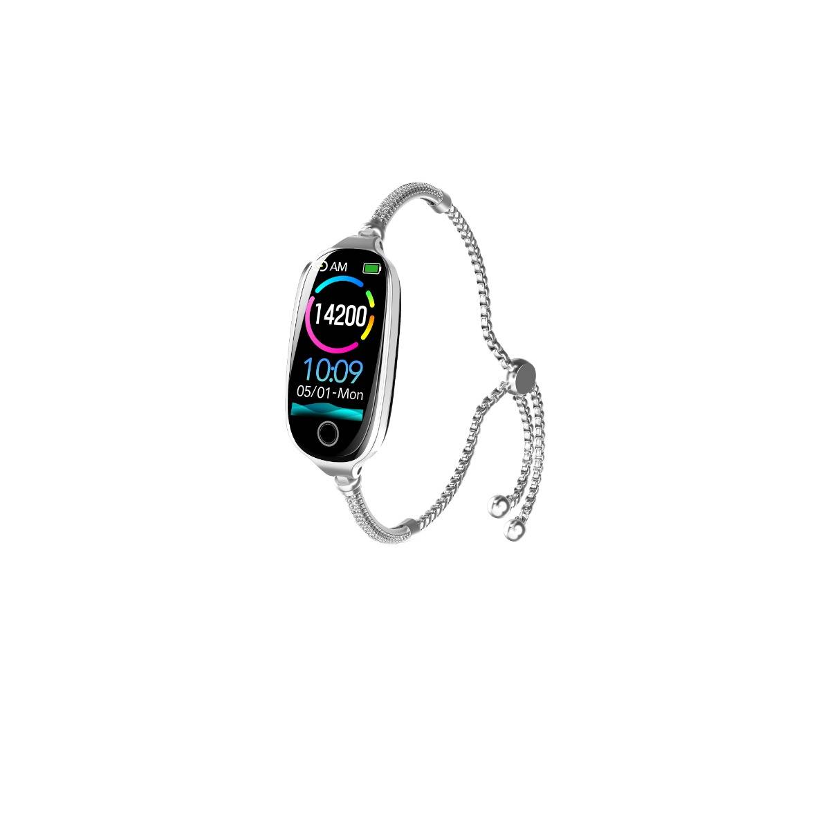Smartwatch-Armband mit Blutdruck-, SpO2- und Herzfrequenzmessung — IP67, Bluetooth 5.3, 50+ Sportmodi, kompatibel mit iOS und Android Silver
