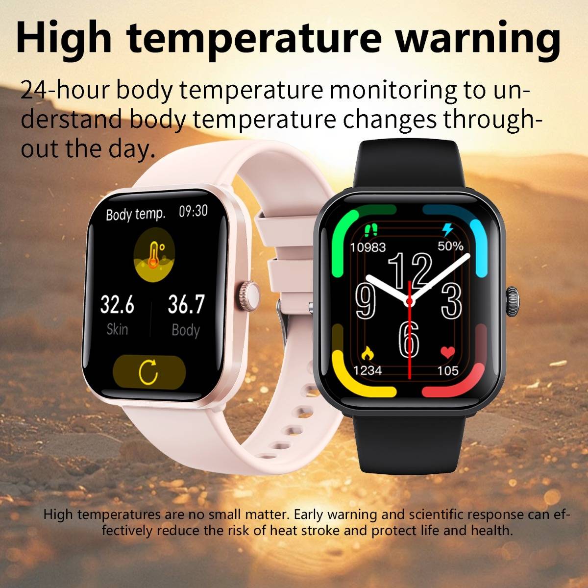 Smartwatch Black Milan kompatibel mit Joeme Fit App — IP67, 108 Sportmodi, SOS, nicht-invasive Blutzucker- & Gesundheitsüberwachung