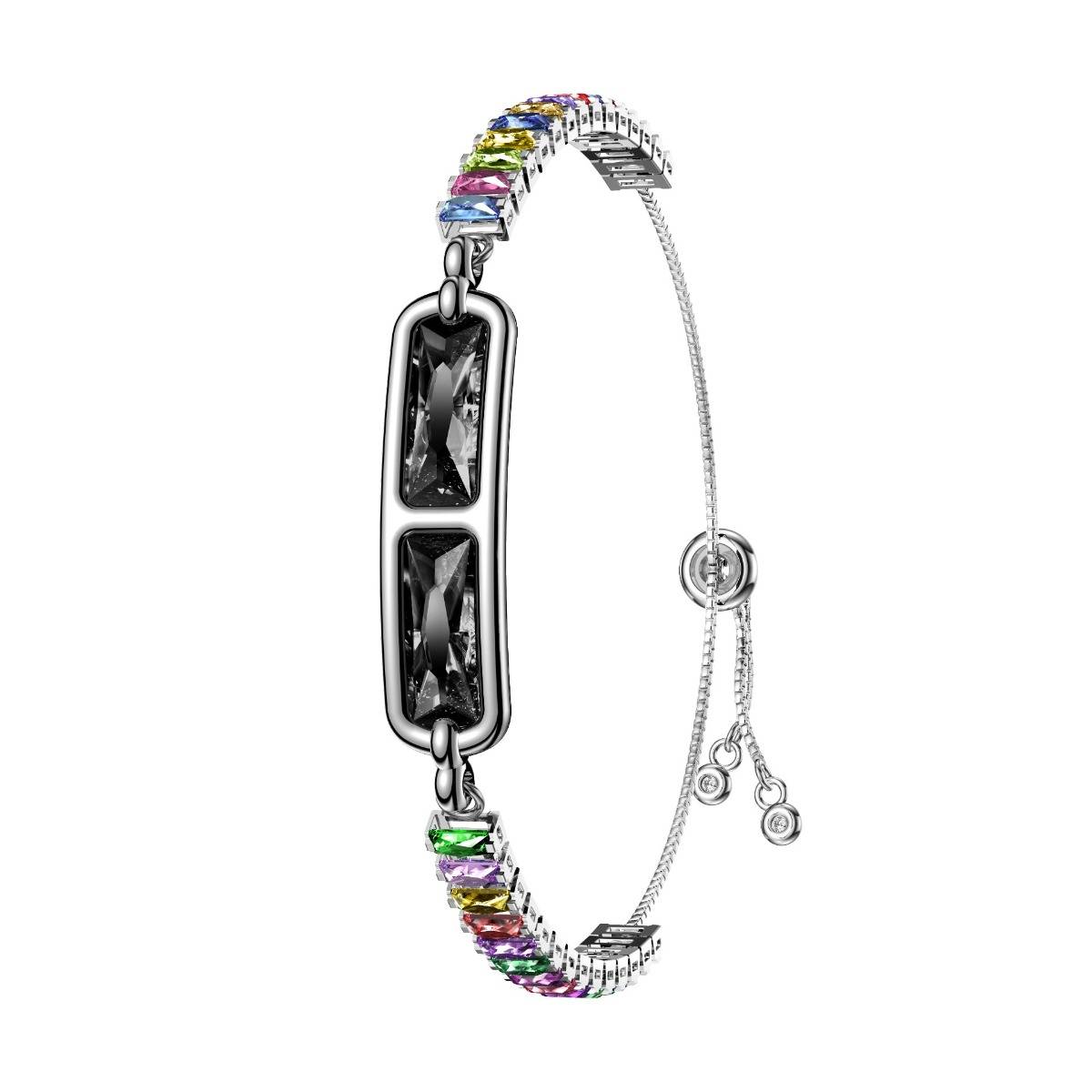 Black Diamond & Rainbow Crystal Smart Bracelet Watch - RWFIT App kompatibler Fitnesstracker