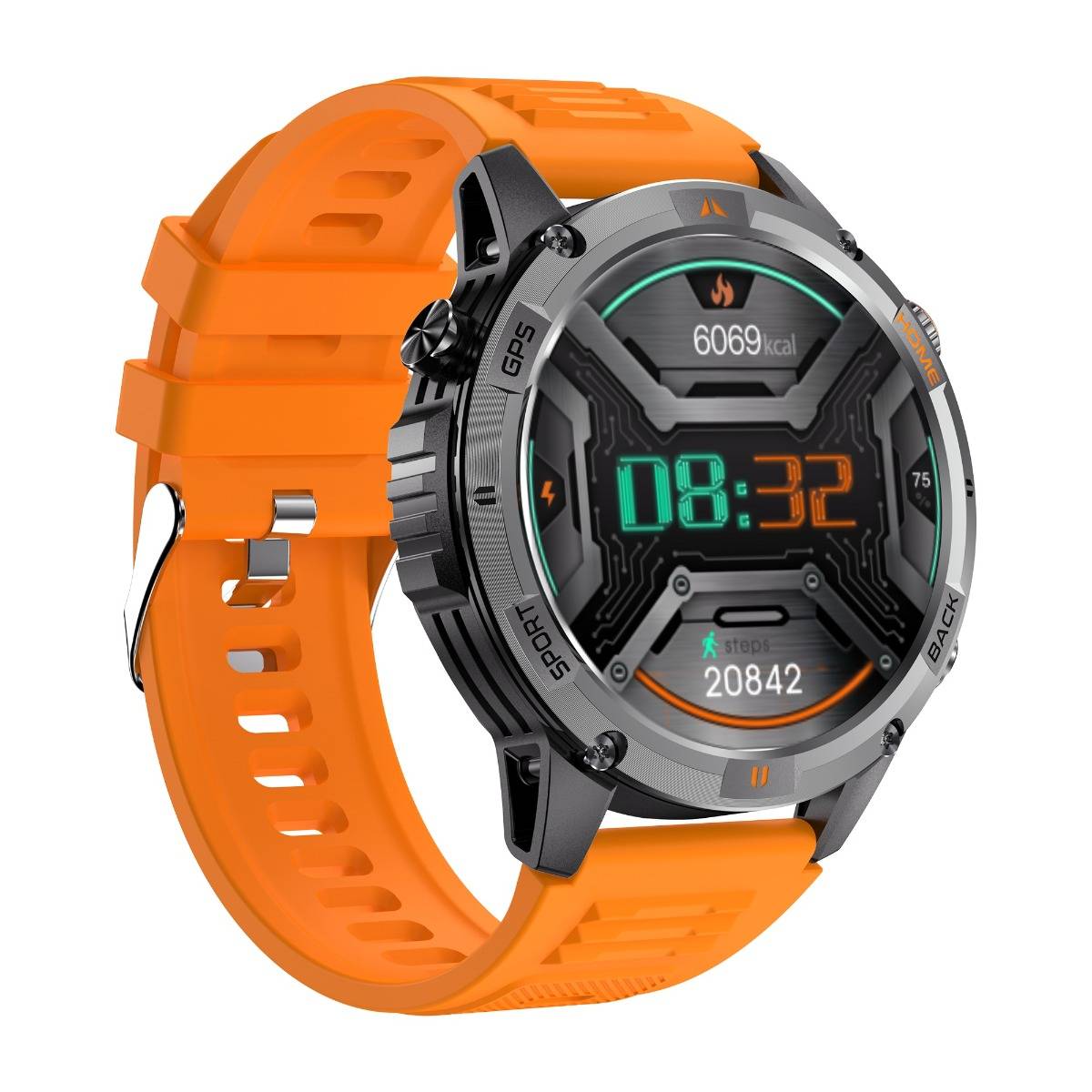Multifunktionale Smartwatch mit Herzfrequenz-, Blutdruck- und Schlafüberwachung kompatibel mit GloryFit APP Orange