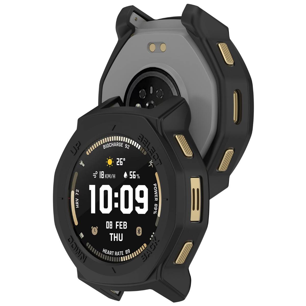 Hohlraum-Panzergehäuse kompatibel mit Amazfit T-Rex 3 Pro (44mm) - PC-Schutzhülle mit gehärtetem Glas