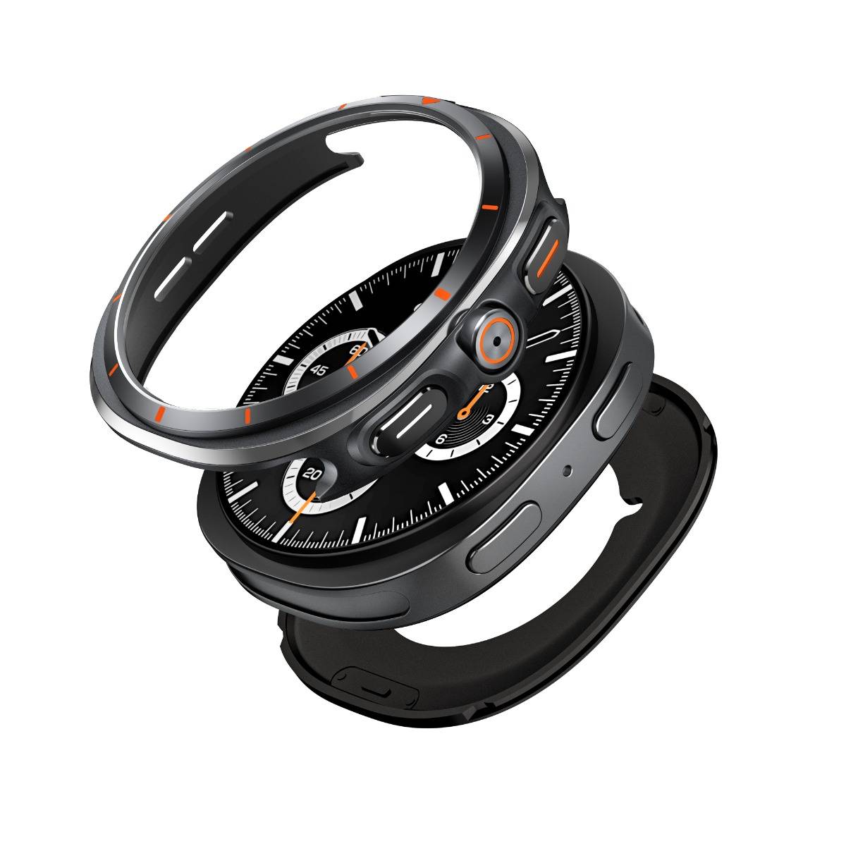 Schutzhülle aus Zinklegierung, kompatibel mit Samsung Galaxy Watch 8 (40mm) Black Orange