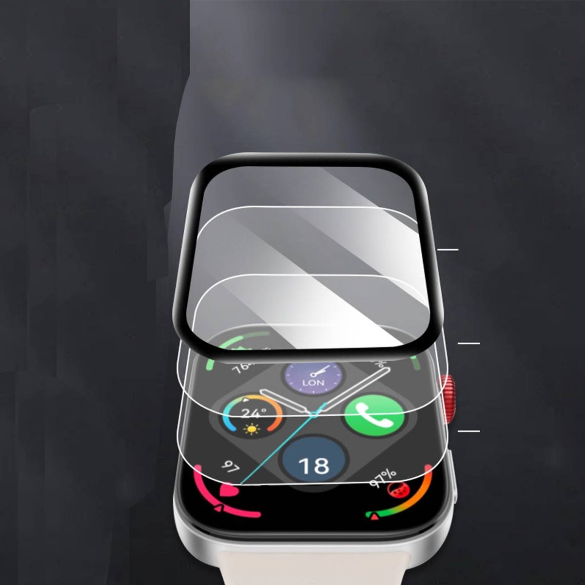 PMMA Composite Heißbiege-Displayschutzfolie kompatibel mit Apple Watch SE3 44mm (2er-Pack)