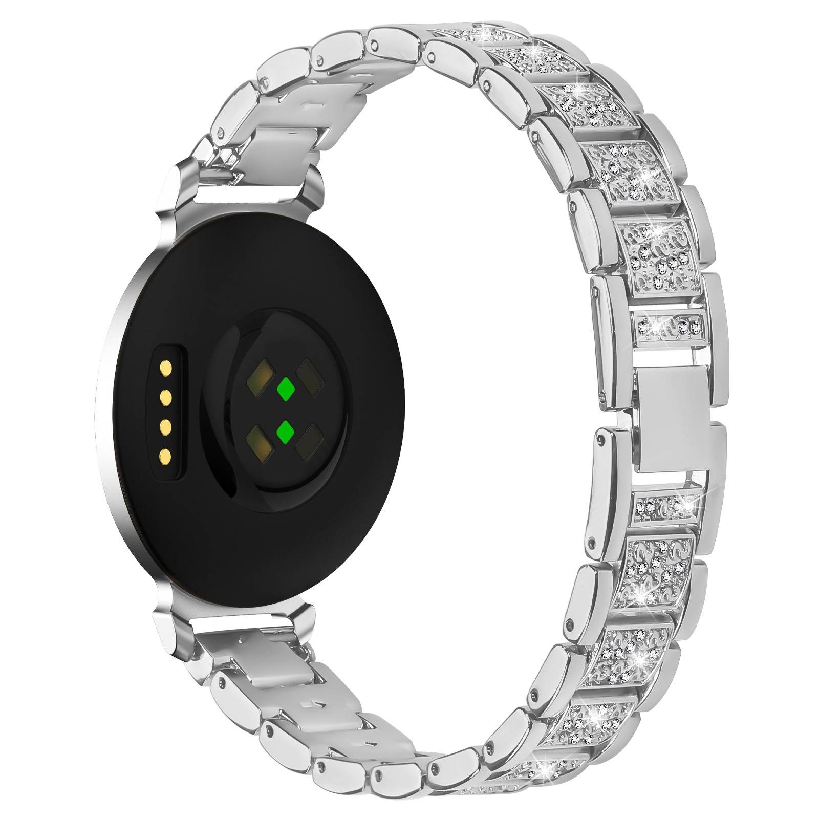 Elegantes silbernes Edelstahl-Diamant-Uhrenarmband kompatibel mit Garmin Lily 2