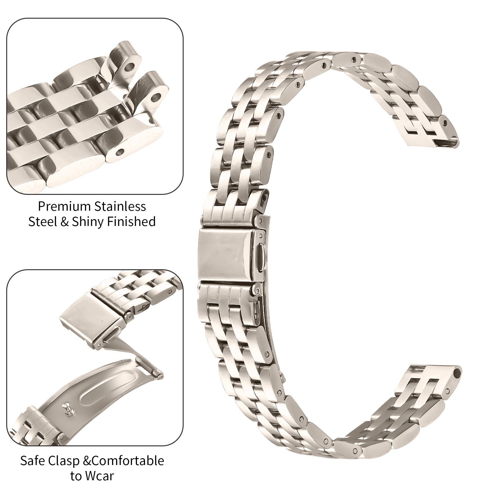 Elegantes Edelstahl-Fünf-Perlen-Uhrenarmband kompatibel mit Garmin Lily 2 Gold