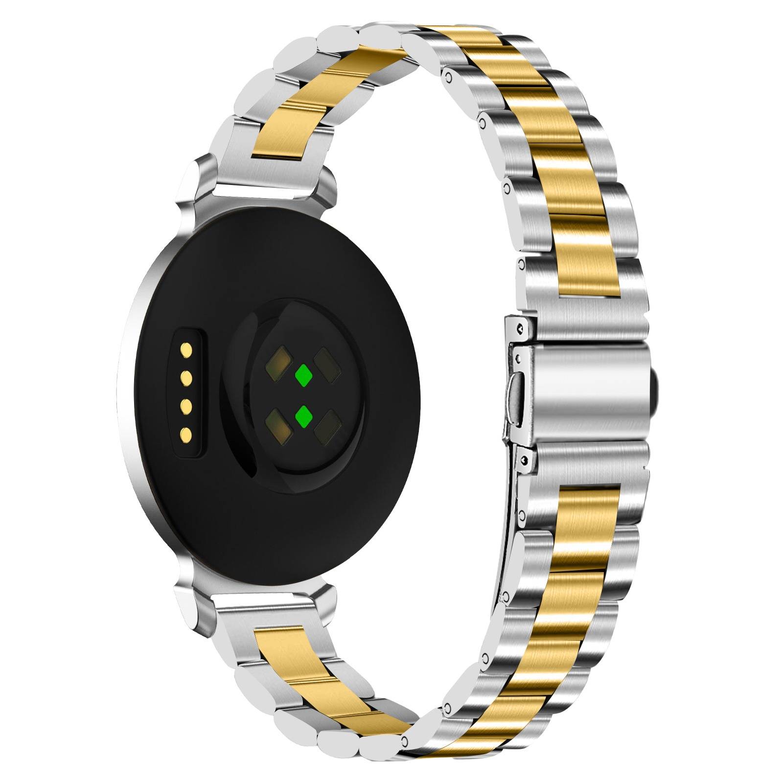 Edelstahl Drei-Perlen-Uhrenarmband kompatibel mit Garmin Lily 2 - 14mm silver+gold