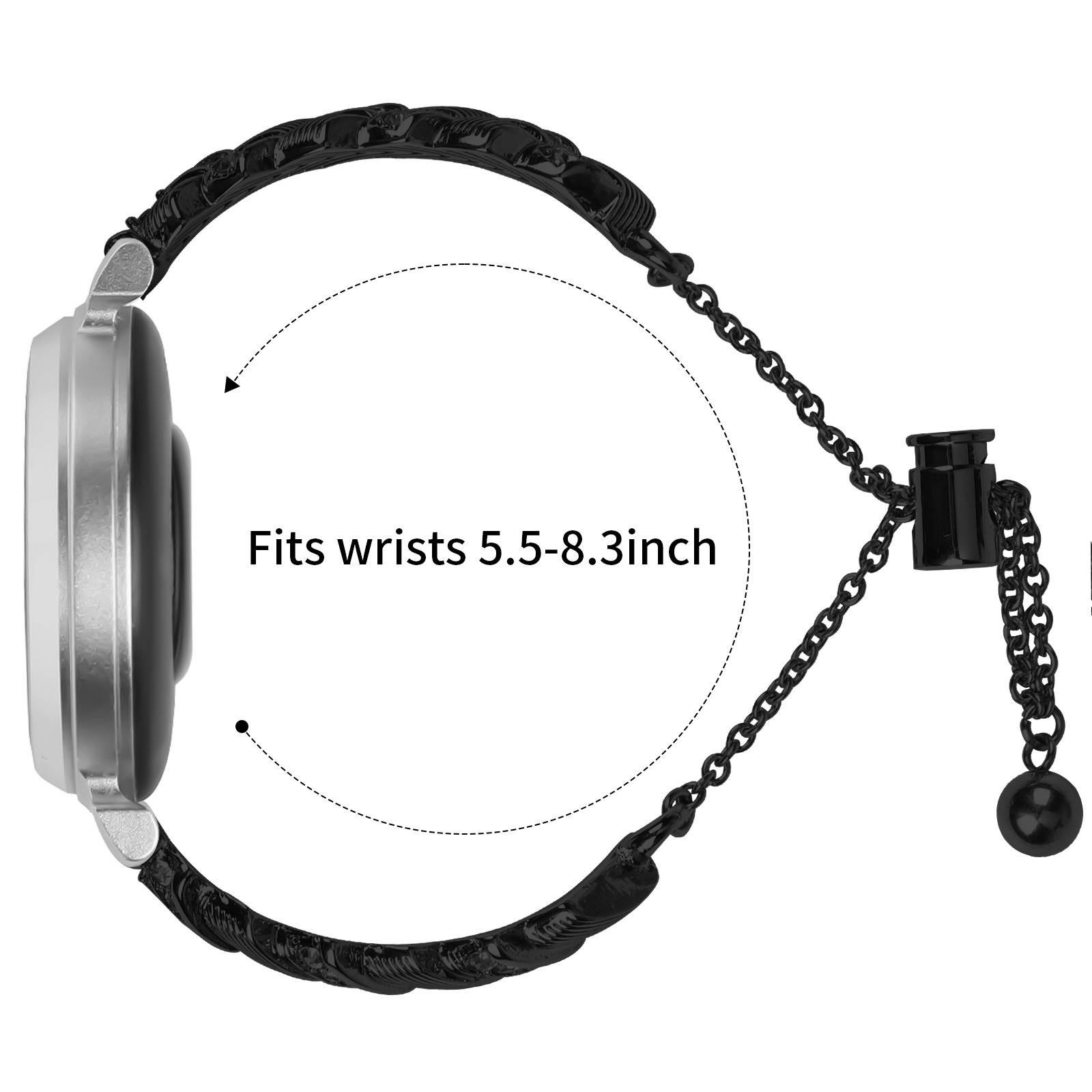 Garmin Lily 2 Kompatibles Herz-Diamant-Armband - Stilvolles Halbreif aus Zinklegierung Black