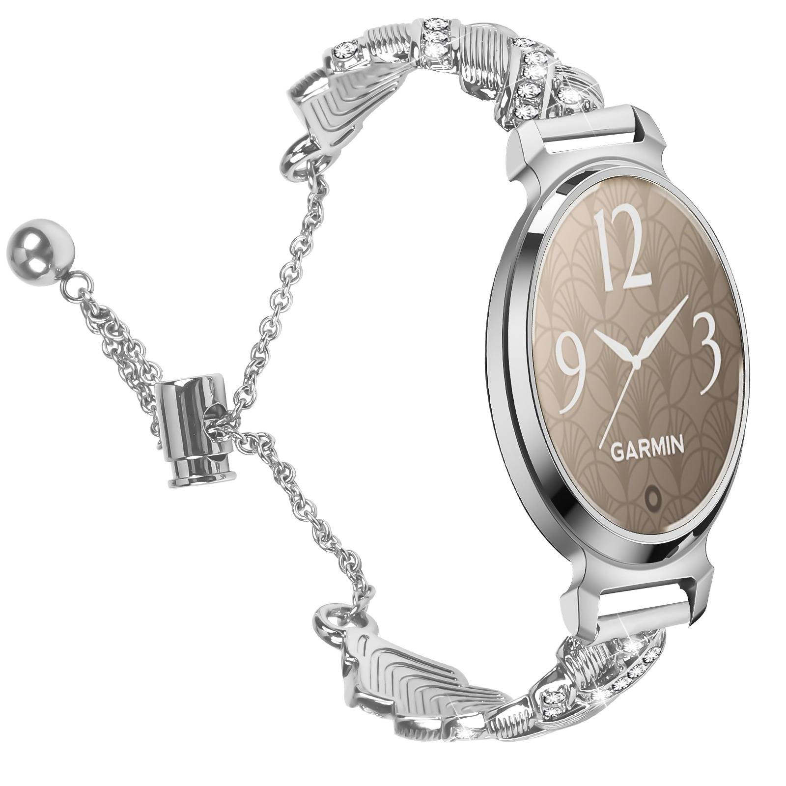 Garmin Lily 2 Kompatibles Herz-Diamant-Armband - Stilvolles Halbreif aus Zinklegierung Silver