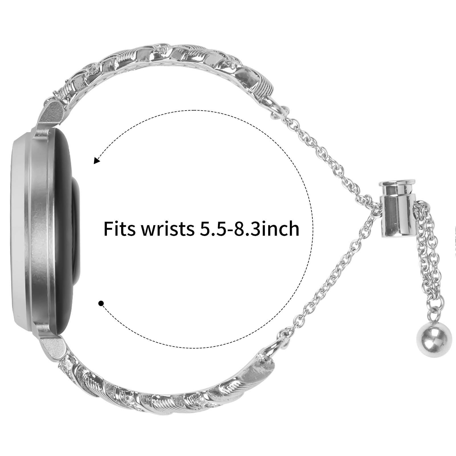 Garmin Lily 2 Kompatibles Herz-Diamant-Armband - Stilvolles Halbreif aus Zinklegierung Silver