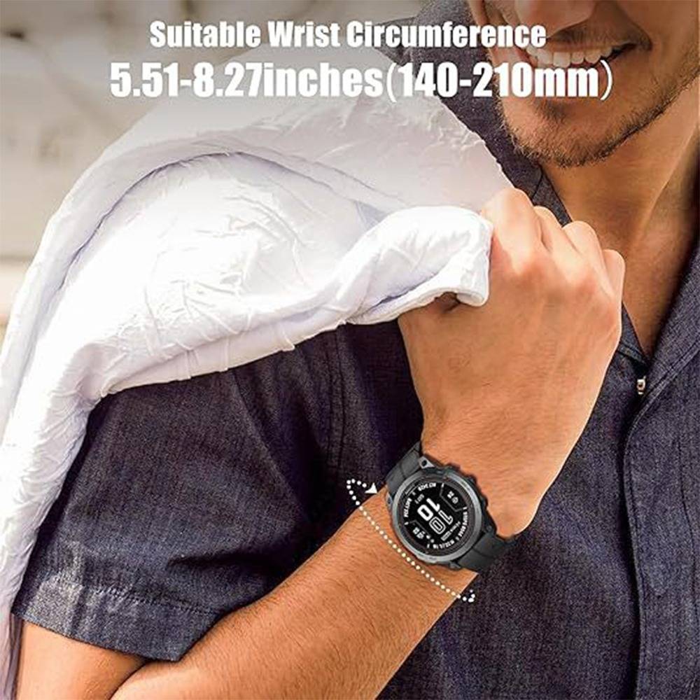 22mm Lederarmband mit Schnellverschluss, kompatibel mit Garmin Fenix 8/7/6/5 Serie Black