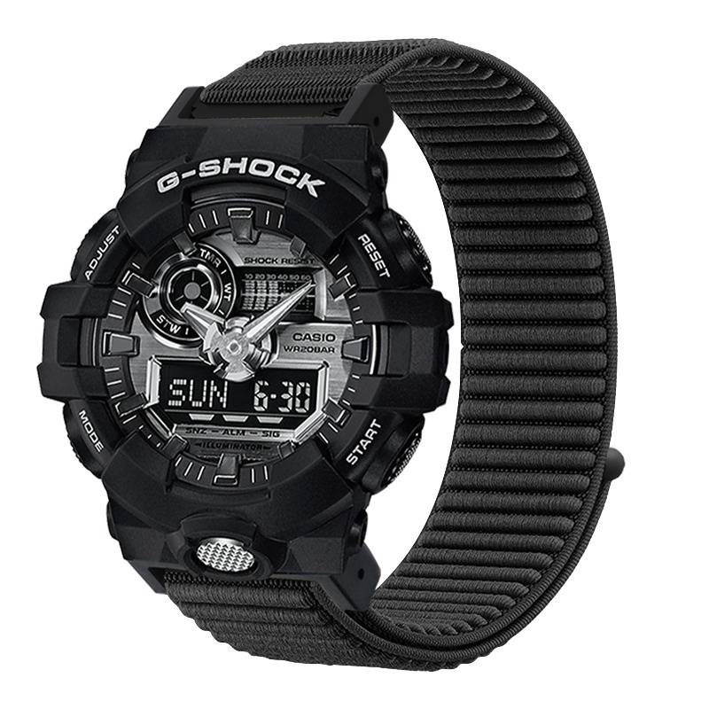Atmungsaktives gewebtes Uhrenarmband kompatibel mit Casio DW5600/GA2100/GA900 Black