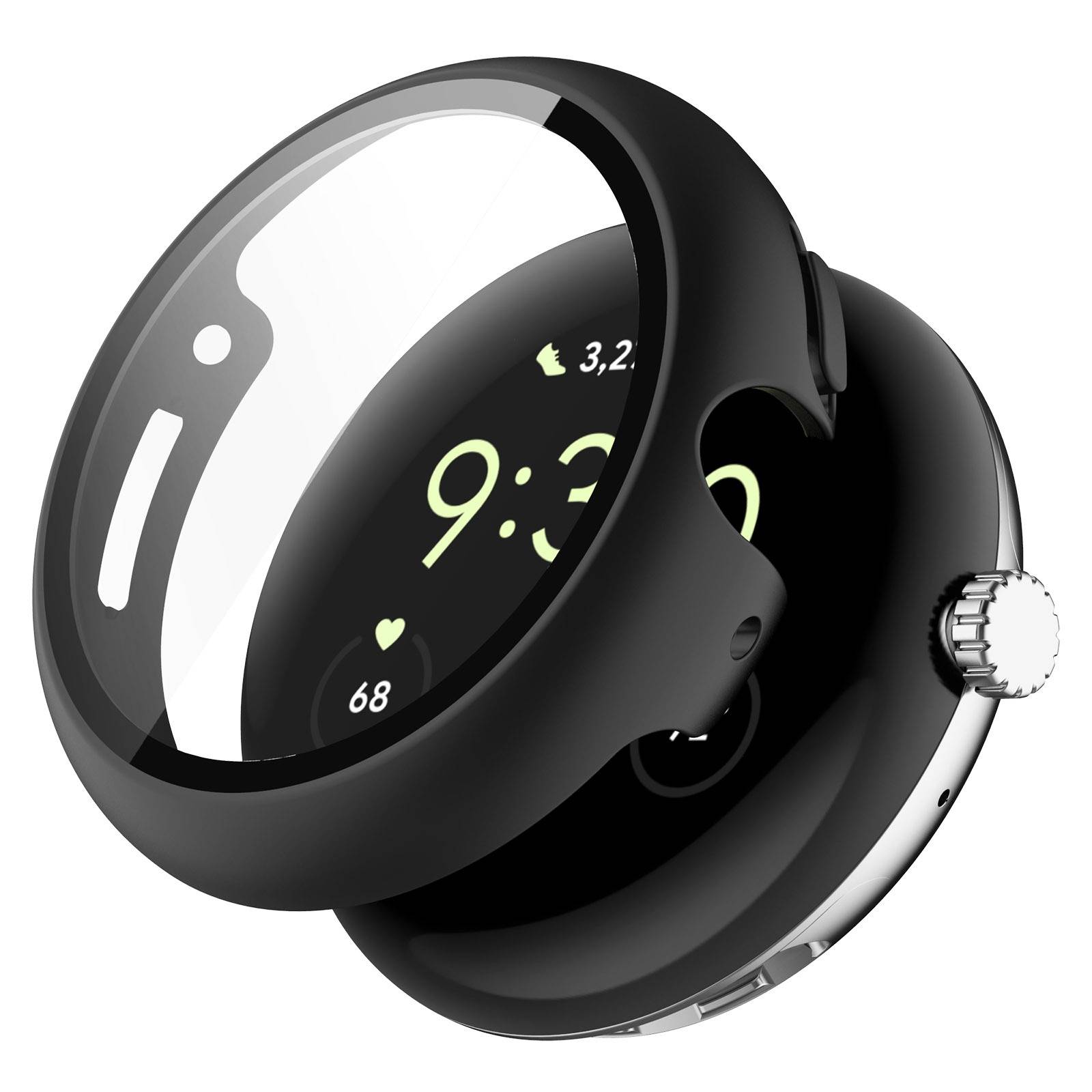 Schutzhülle aus gehärtetem Glas kompatibel mit Google Pixel Watch 4 - Verbesserter Schutz Black 41 mm