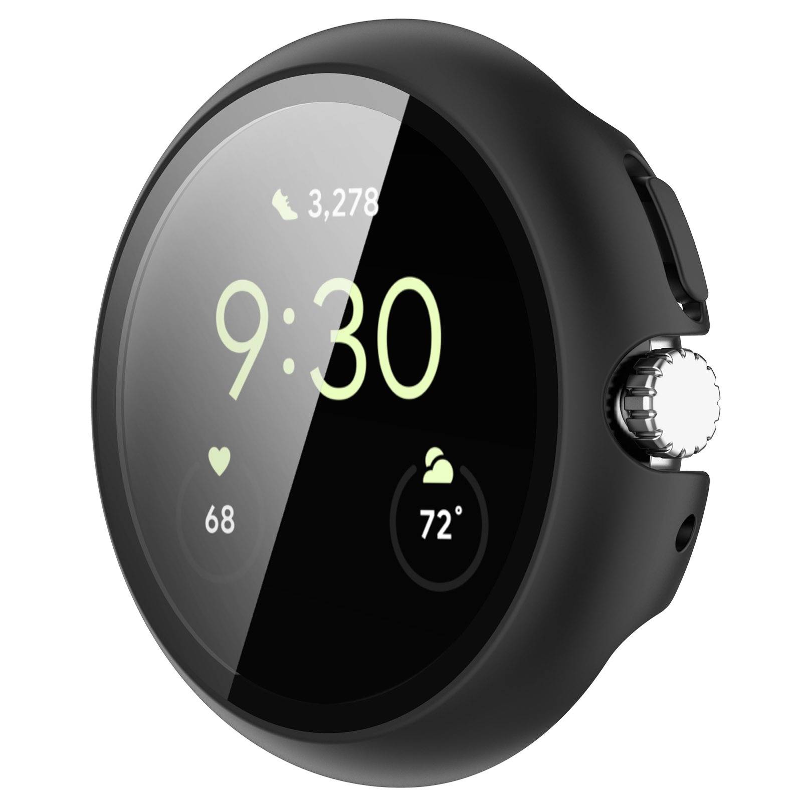 Schutzhülle aus gehärtetem Glas kompatibel mit Google Pixel Watch 4 - Verbesserter Schutz Black 41 mm