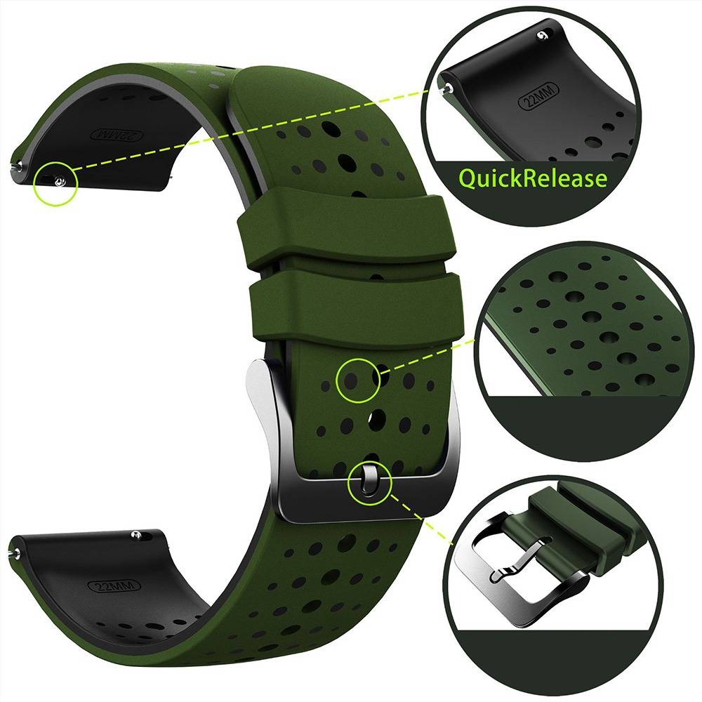 22mm Silikon Uhrenarmband kompatibel mit Suunto 9 Peak, Huawei, Xiaomi, Redmi und Samsung – Zweifarbiger Sternenhimmel Design Green+Black