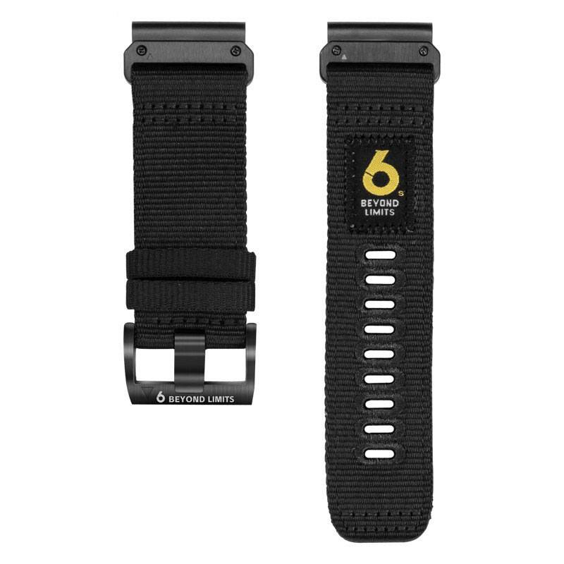 Schnellverschluss-Nylon-Uhrenarmband kompatibel mit Garmin Fenix 8/7X/6X/Epix Pro Black 26 mm